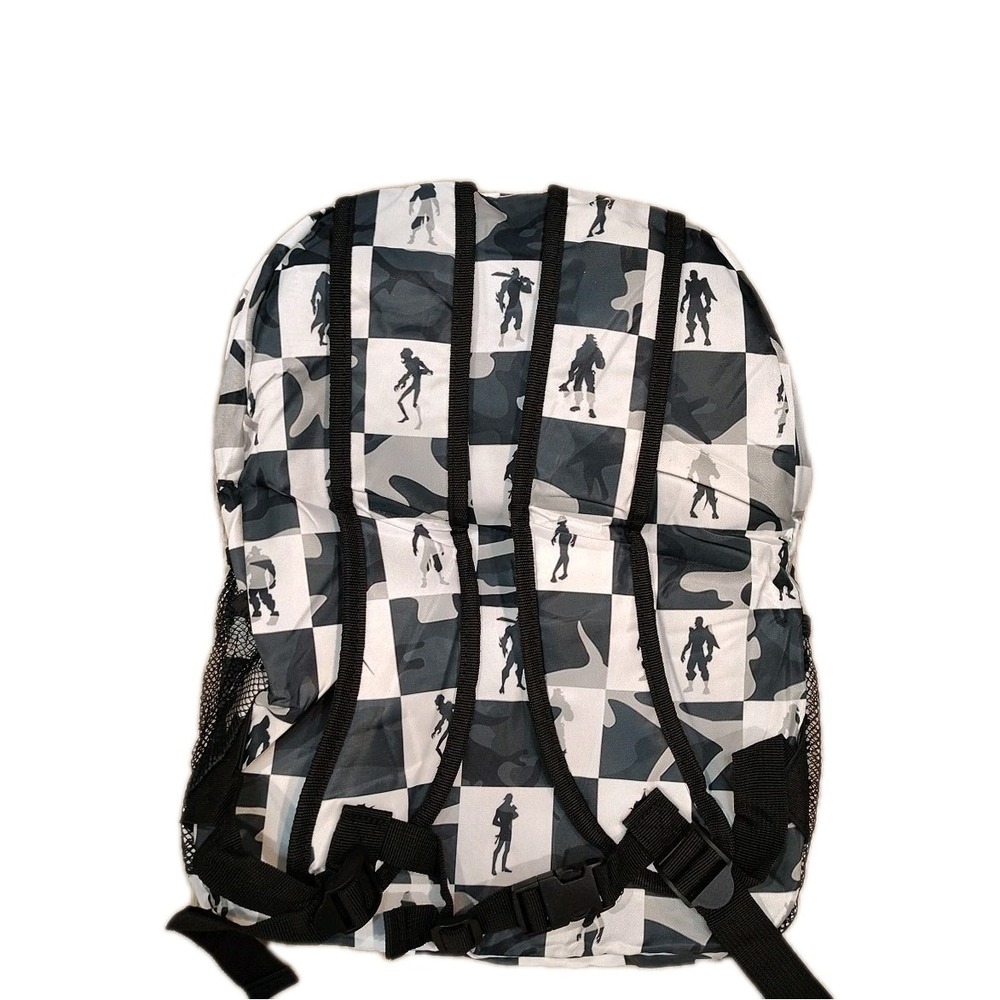 Unbranded Backpack Kids Black White Checkered Gamer Nylon School Bag